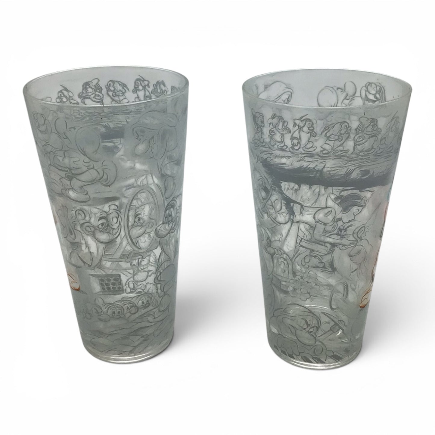 Disney Store Snow White Grumpy Sketches Tall Drinking Glass - Set of 2