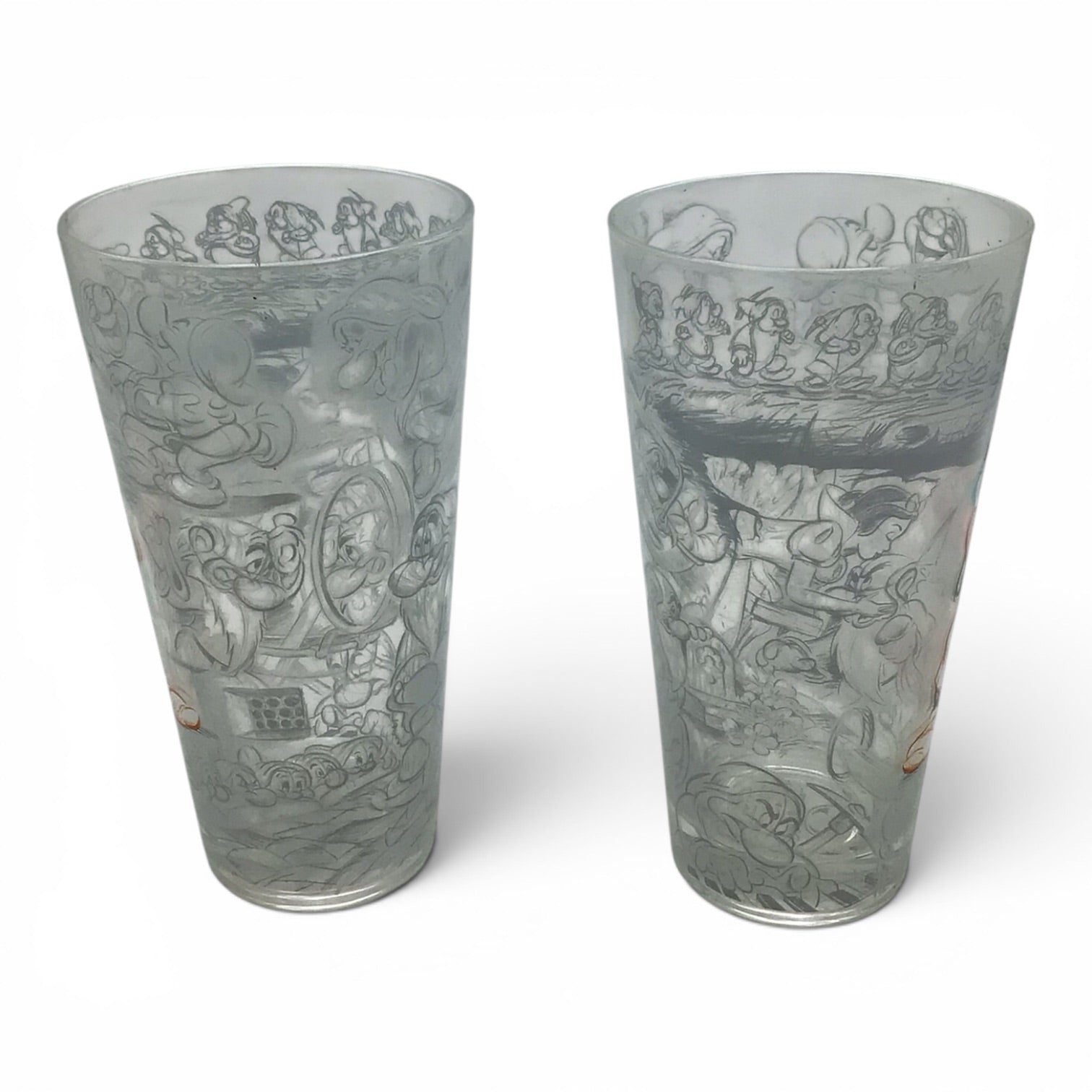 Disney Store Snow White Grumpy Sketches Tall Drinking Glass - Set of 2