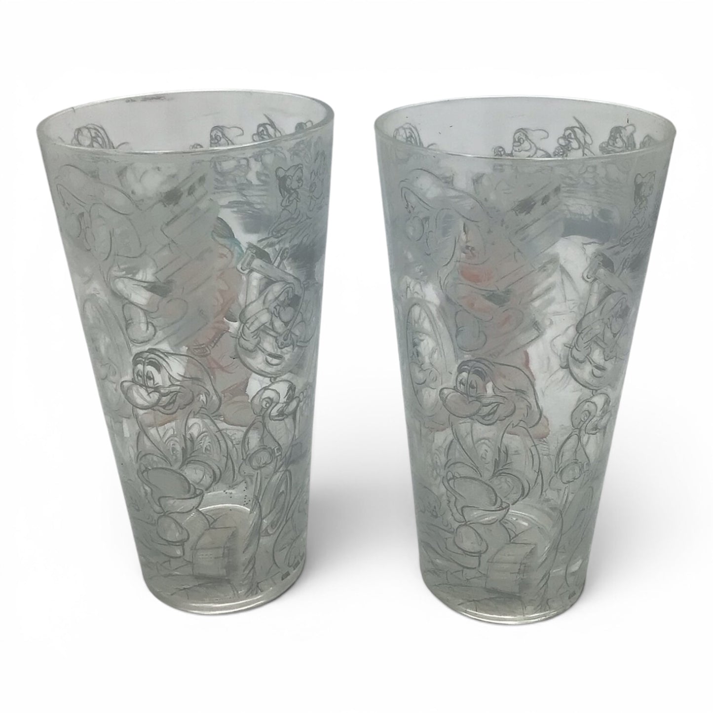 Disney Store Snow White Grumpy Sketches Tall Drinking Glass - Set of 2