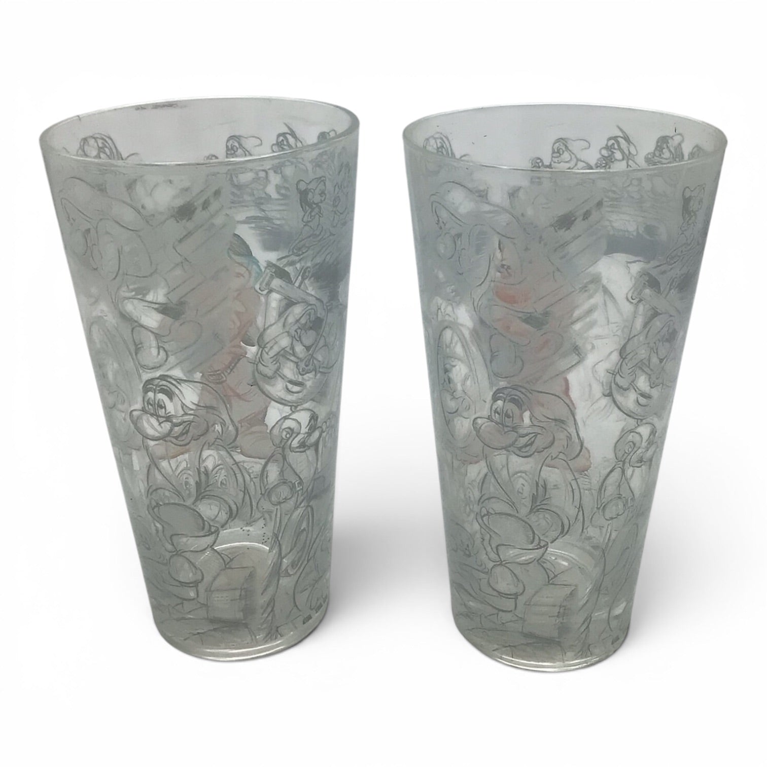 Disney Store Snow White Grumpy Sketches Tall Drinking Glass - Set of 2