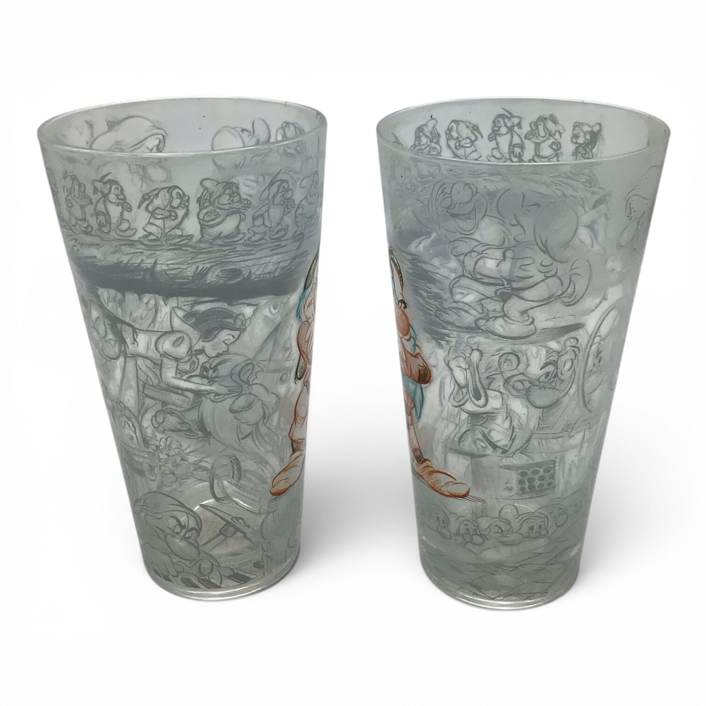 Disney Store Snow White Grumpy Sketches Tall Drinking Glass - Set of 2