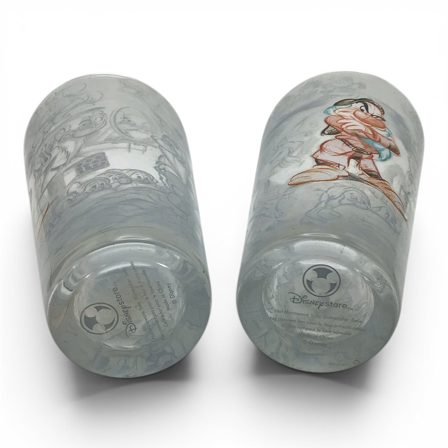 Disney Store Snow White Grumpy Sketches Tall Drinking Glass - Set of 2