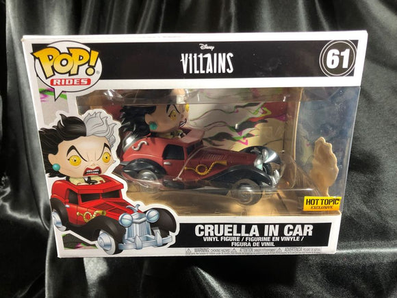 Disney Villain Cruella in Car #61 Hot Topic Exclusive Vinyl Pop