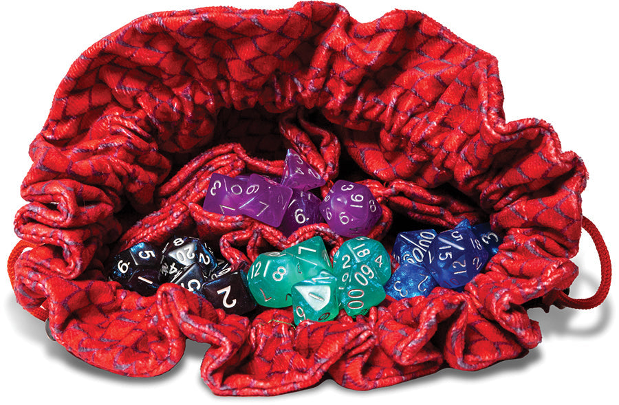 Dragon Storm Velvet Compartment Dice Bag: Red Dragon Scales