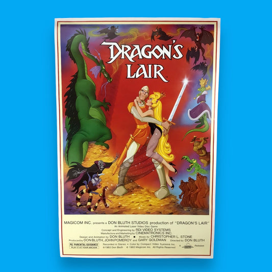 Dragon's Lair Promo Poster - Style A, 1983 Classic Retro Gaming (27 1/4" x 41")