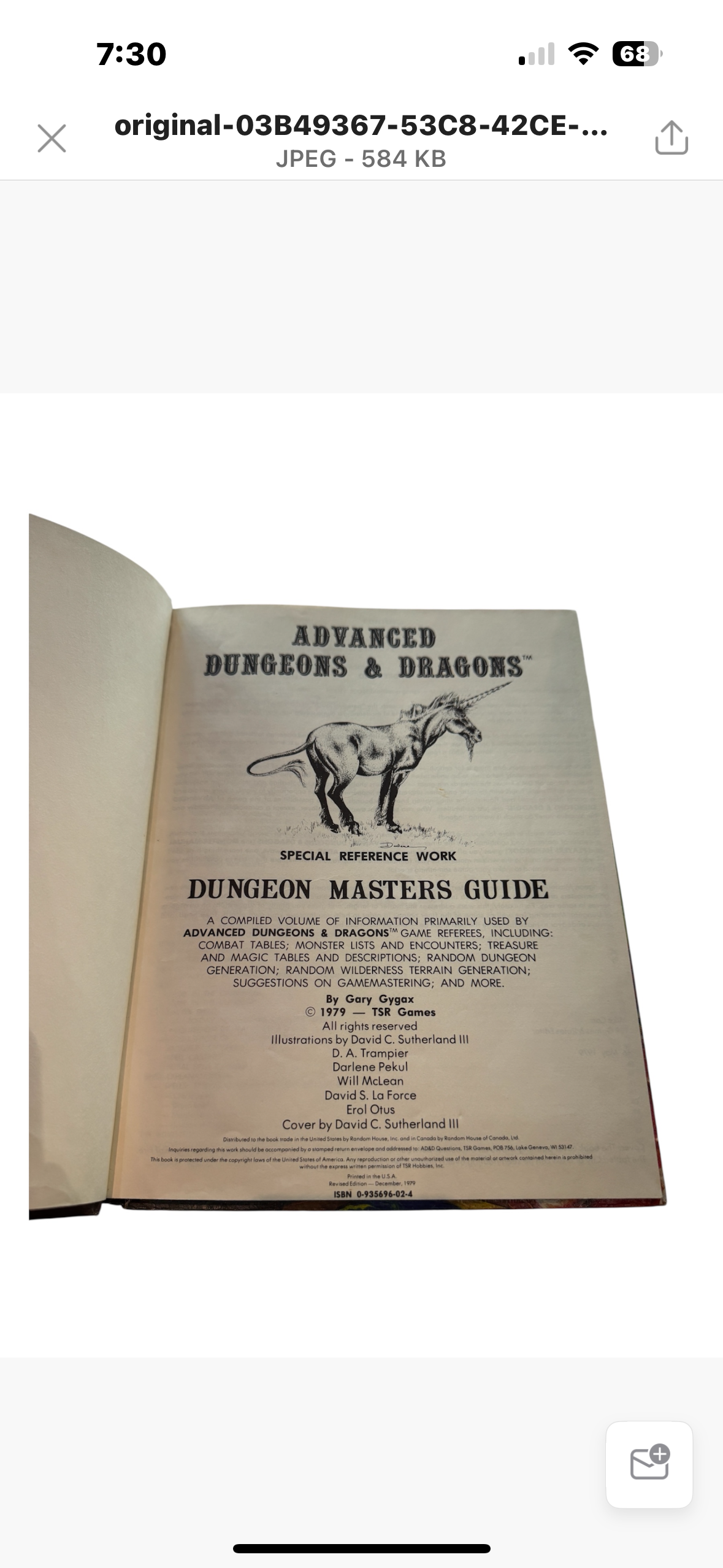 Dungeon Masters Guide Advanced Dungeons & Dragons 1st Ed 6th beta Printing