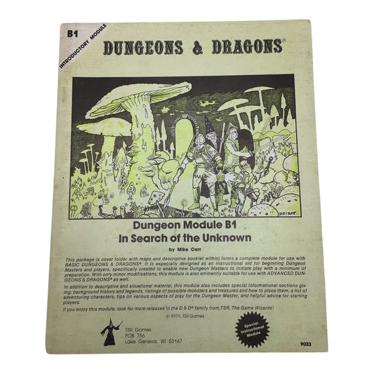 Dungeons & Dragons In Search of the Unknown B1 #9023 1979