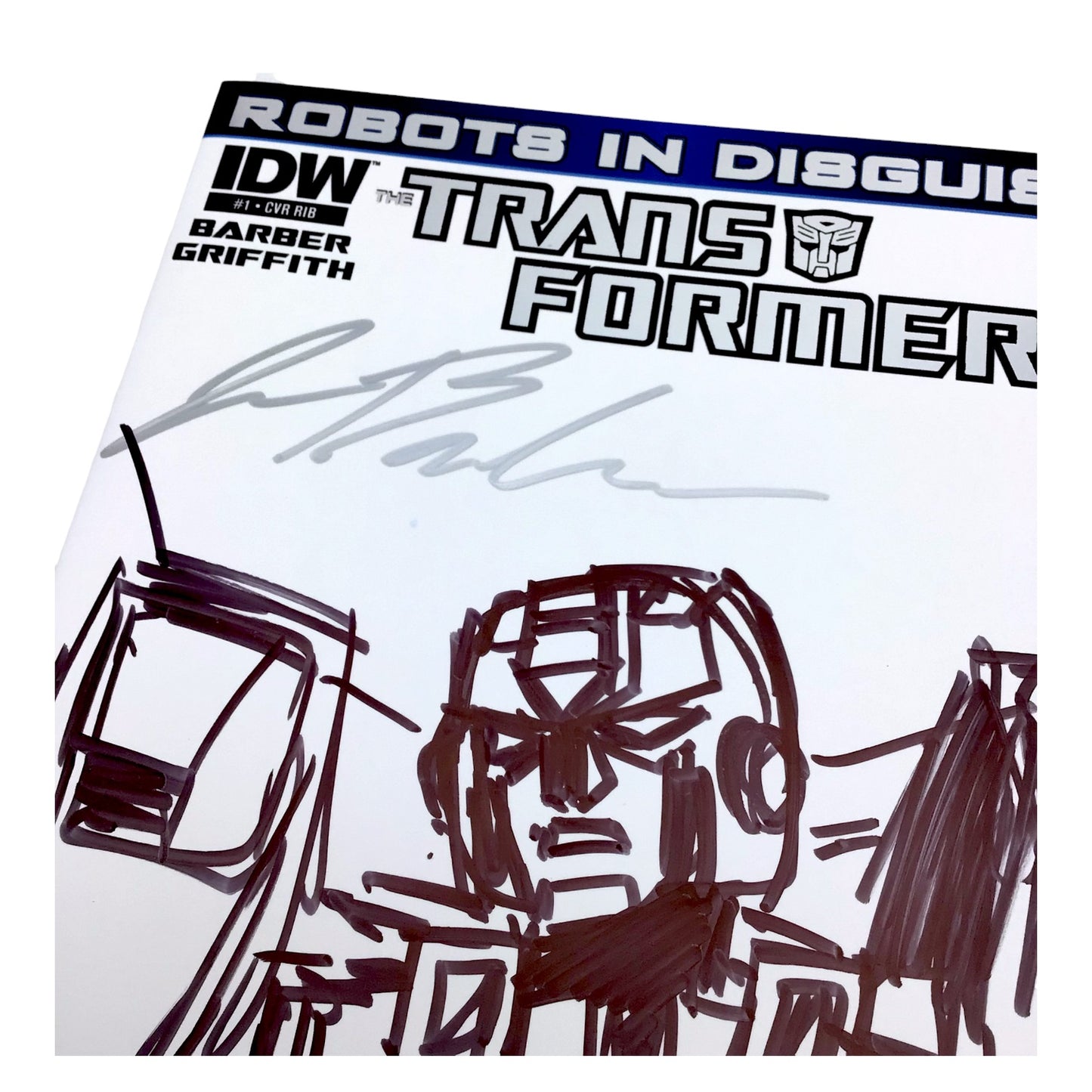 IDW Transformers: Robots in Disguise #1 (2012) – Original Rodimus Prime Sketch by Andrew Griffith – Signed by John Barber - Mint