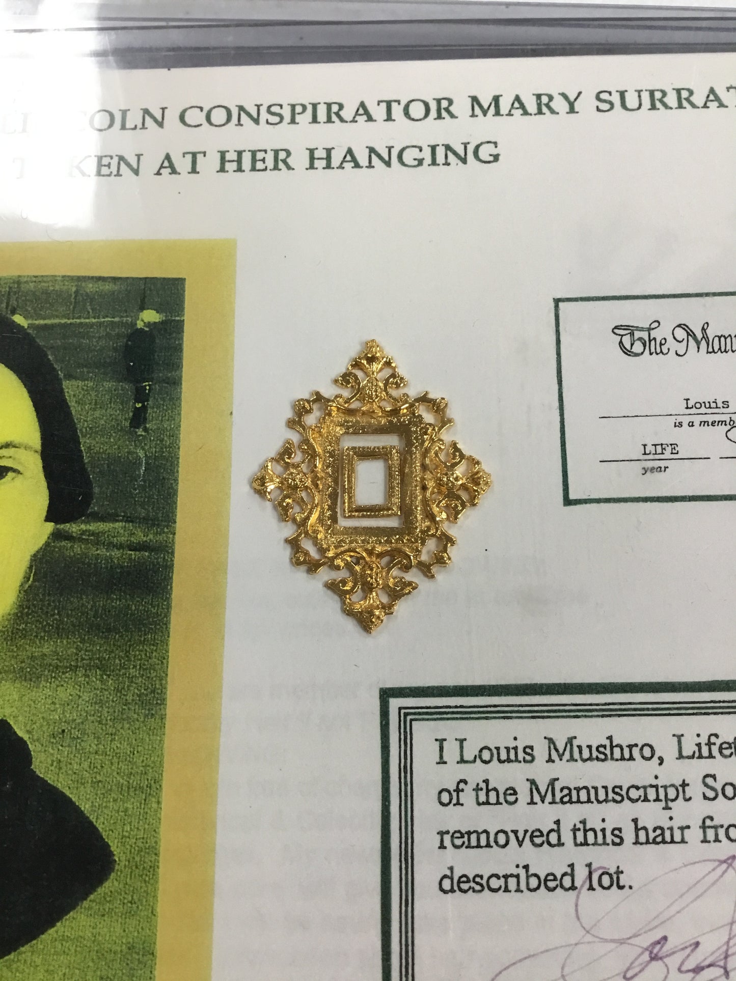 Mary Surratt Hair Clipping with COA