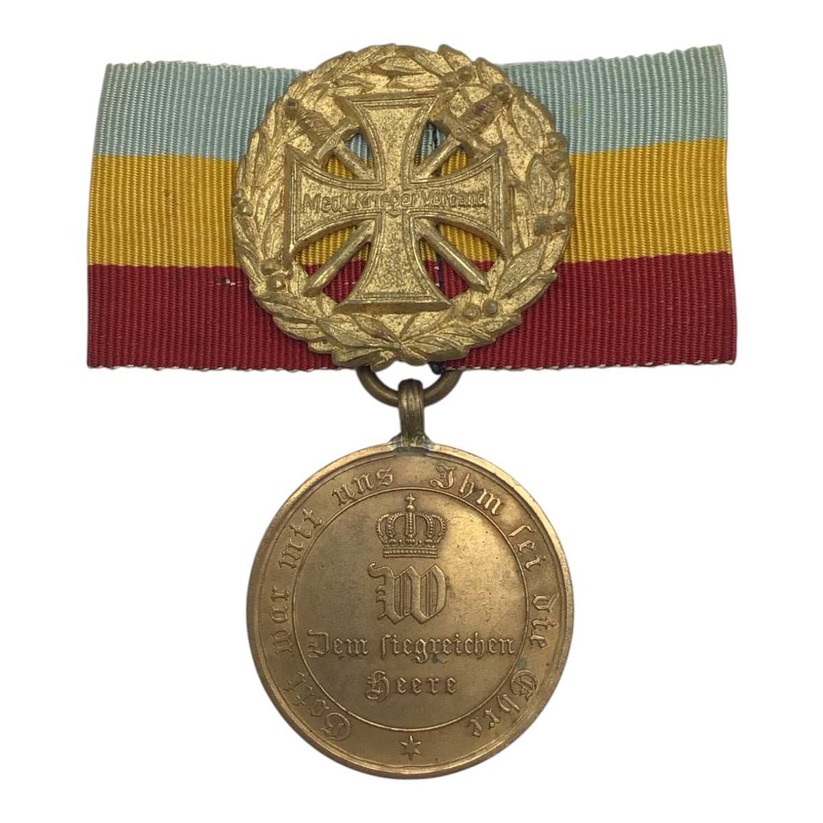 German WWI Mecklenburg-Schwerin Veterans Association Badge with 1870-1871 Franco-Prussian War Medal