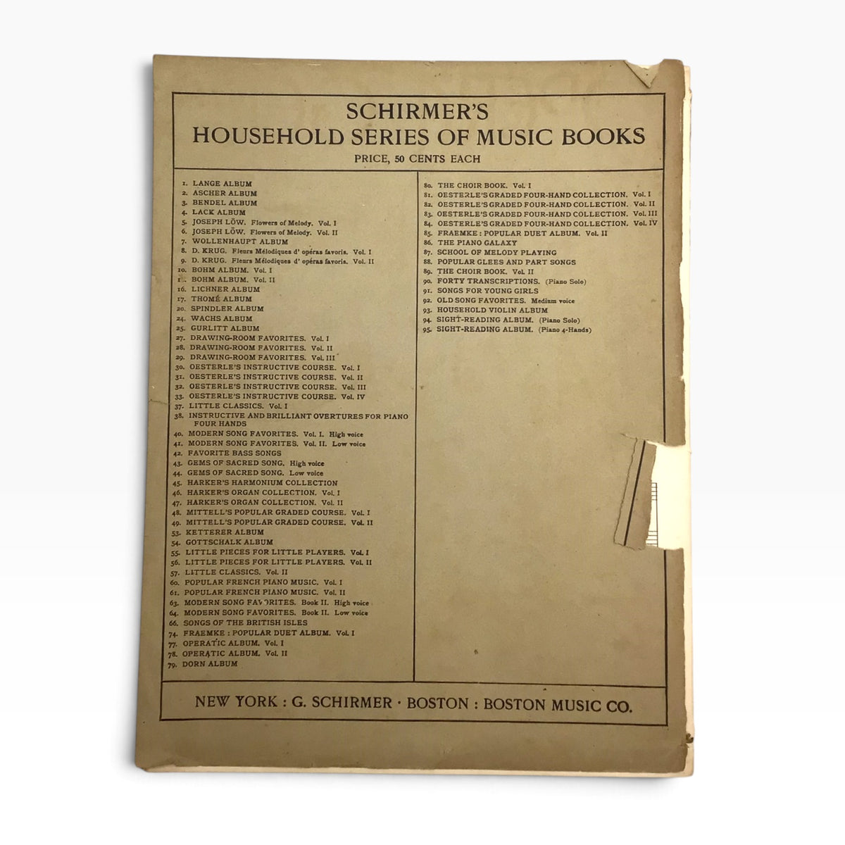 Schirmer's Household Series of Music Books No. 29 – Drawing-Room Favorites Vol. III – 1908