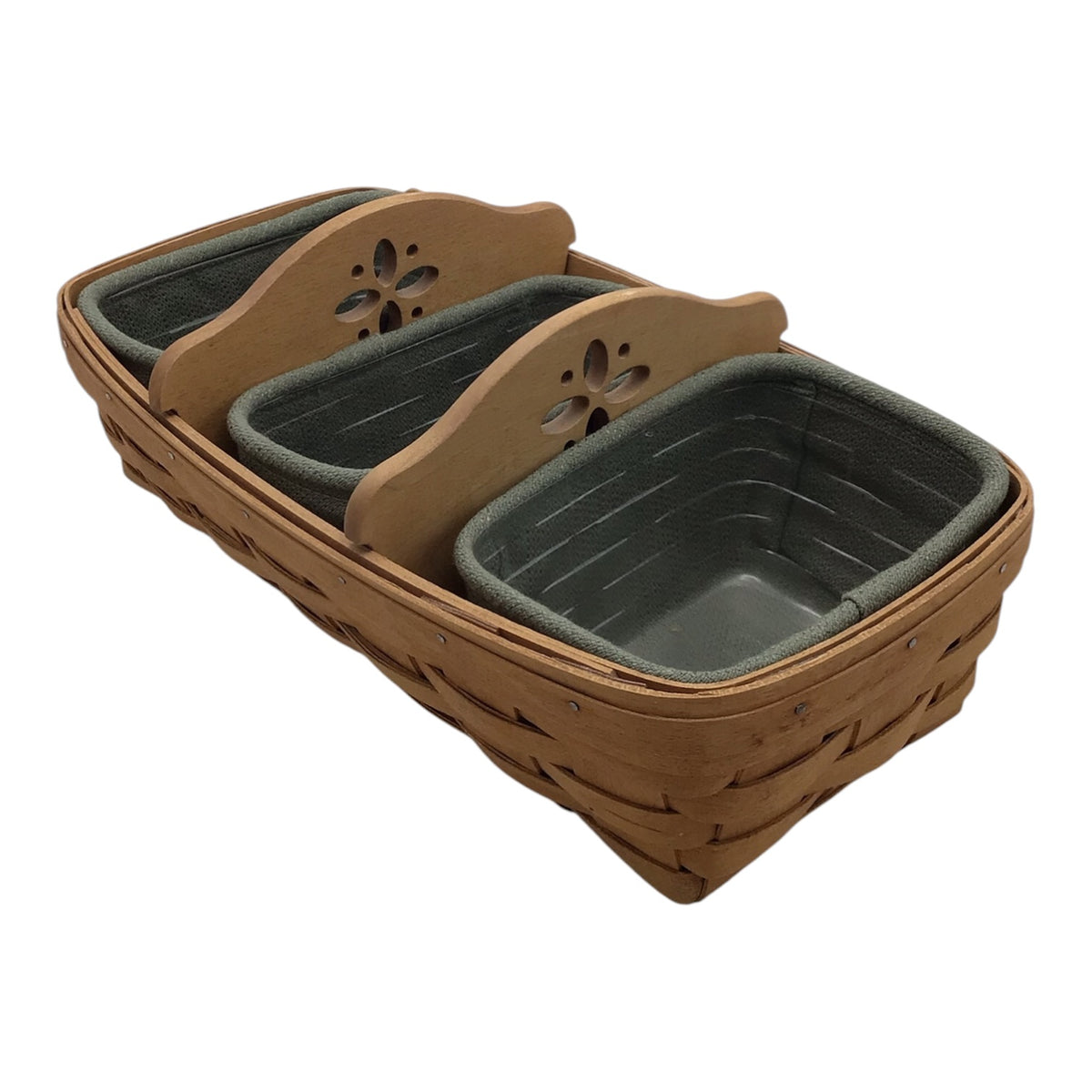 Longaberger Bread Basket w/ Dividers, Liners, & Plastic Protectors