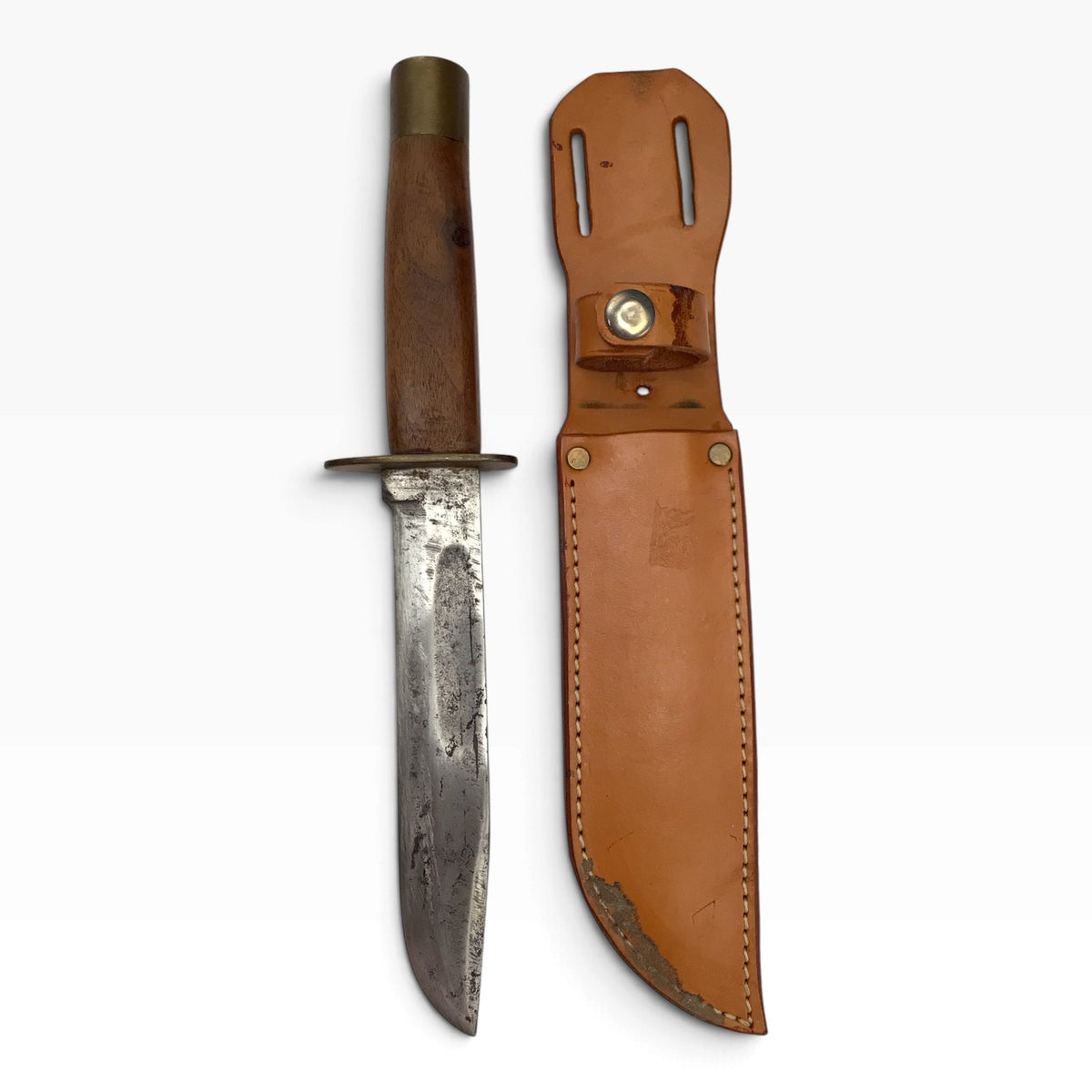 KA-BAR Olean N.Y. U.S. Military Vintage Fixed Blade Knife with Leather Sheath