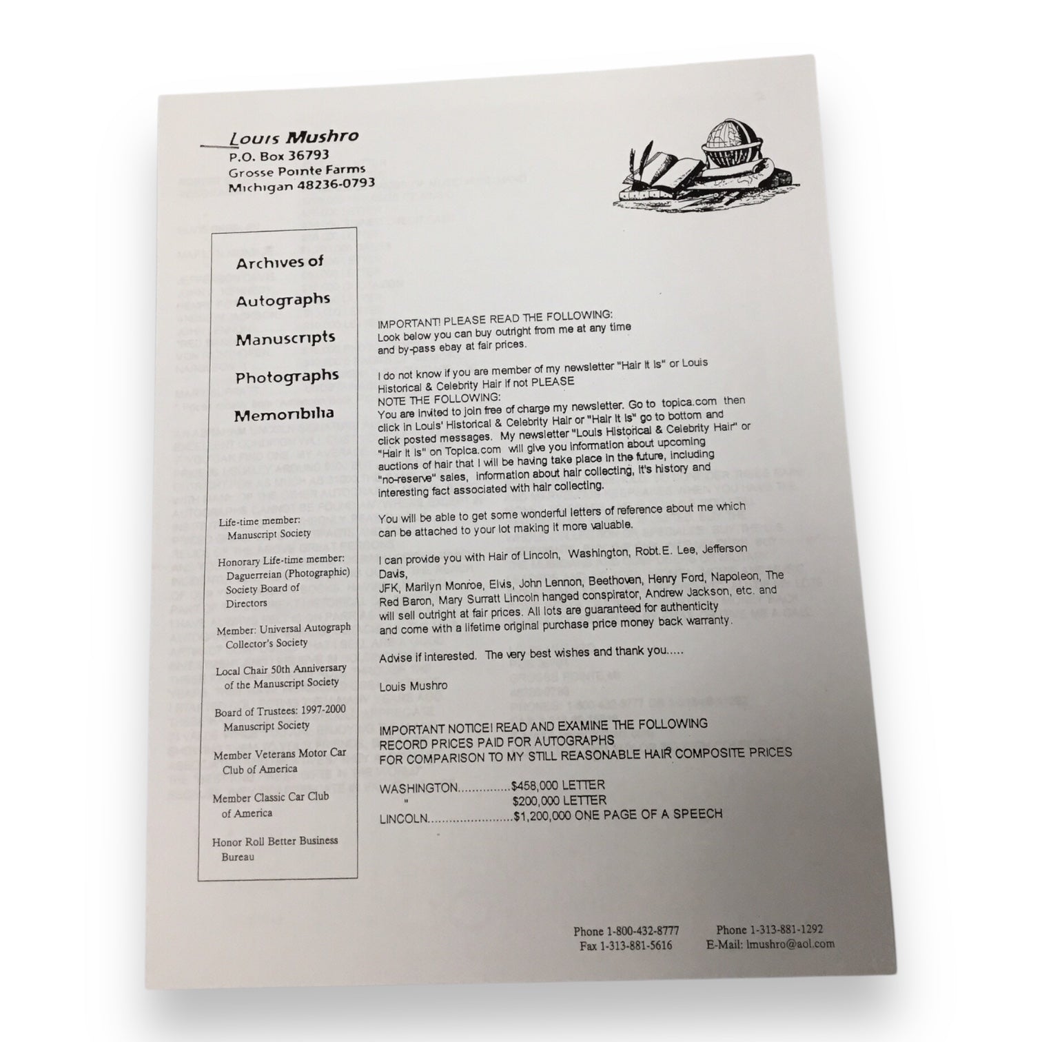 Lyndon B. Johnson Hair Clipping with COA