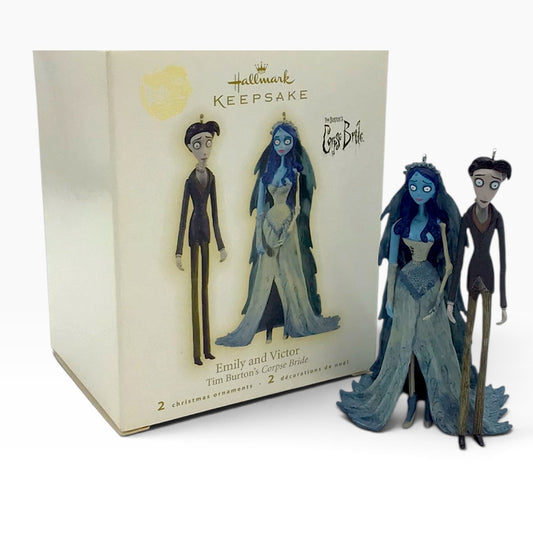Hallmark Keepsake Emily and Victor – Tim Burton's Corpse Bride – 2009 – 2-Piece Ornament Set