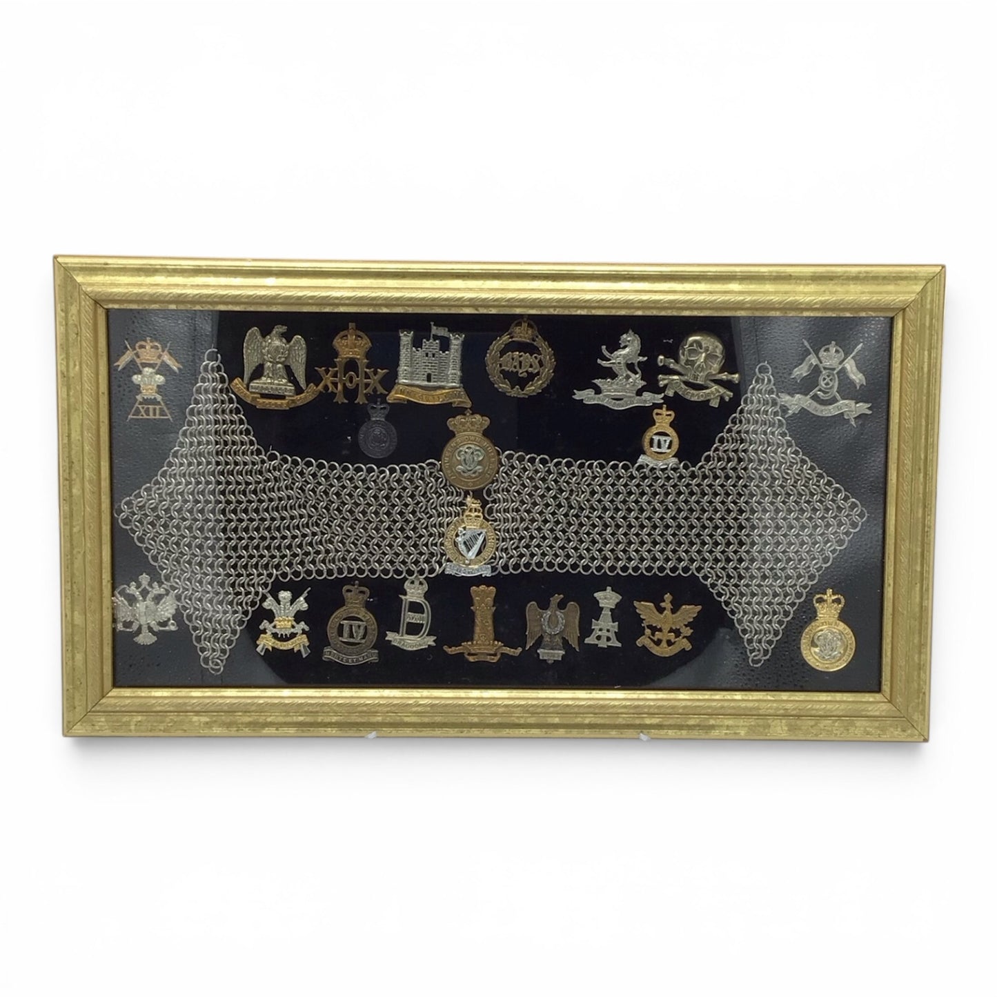Framed British Regimental Badge Display