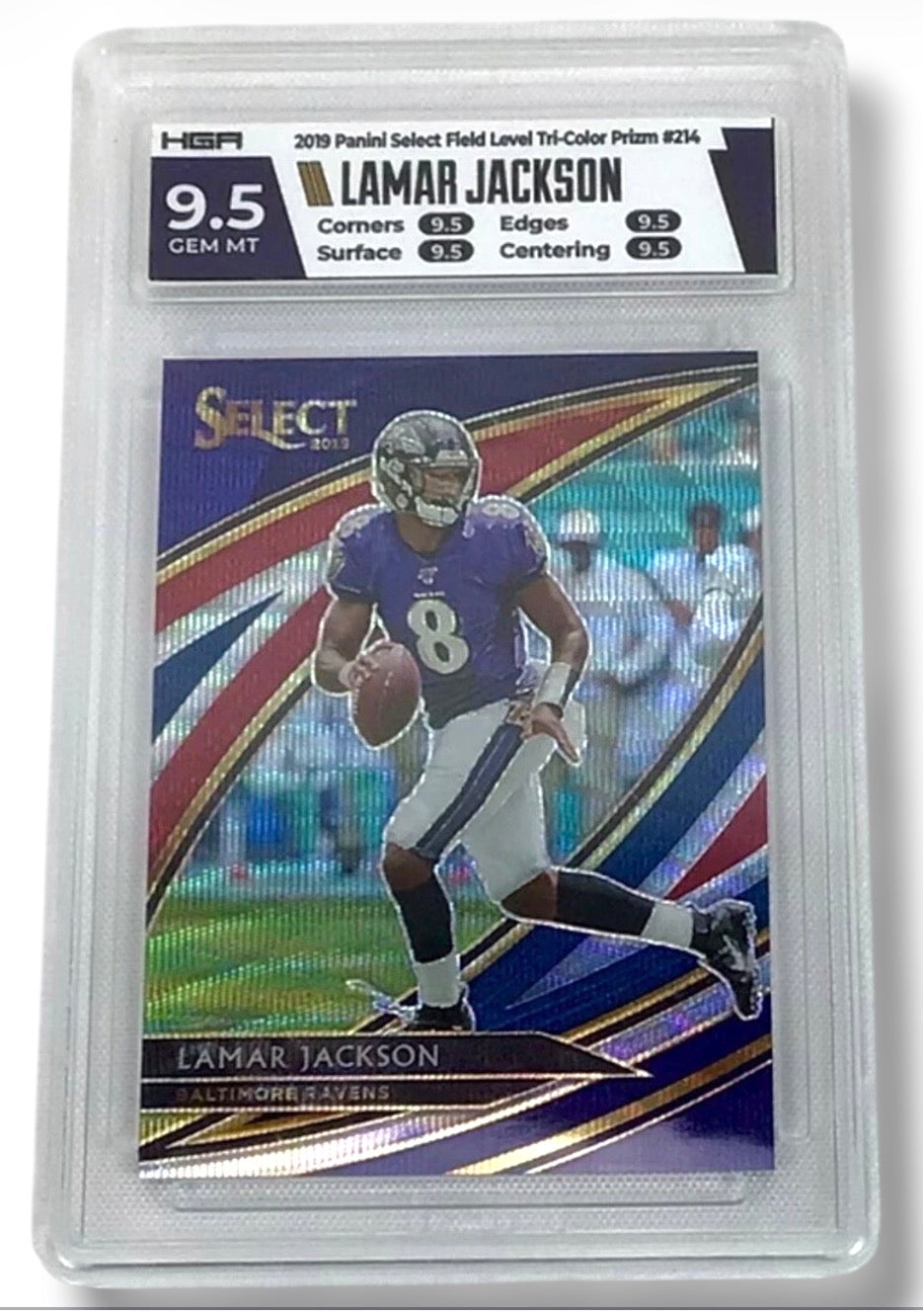 2019 Select Field Level Lamar Jackson Tri-Color Prizm 33/99 HGA 9.5 - 65TGPQB5C7