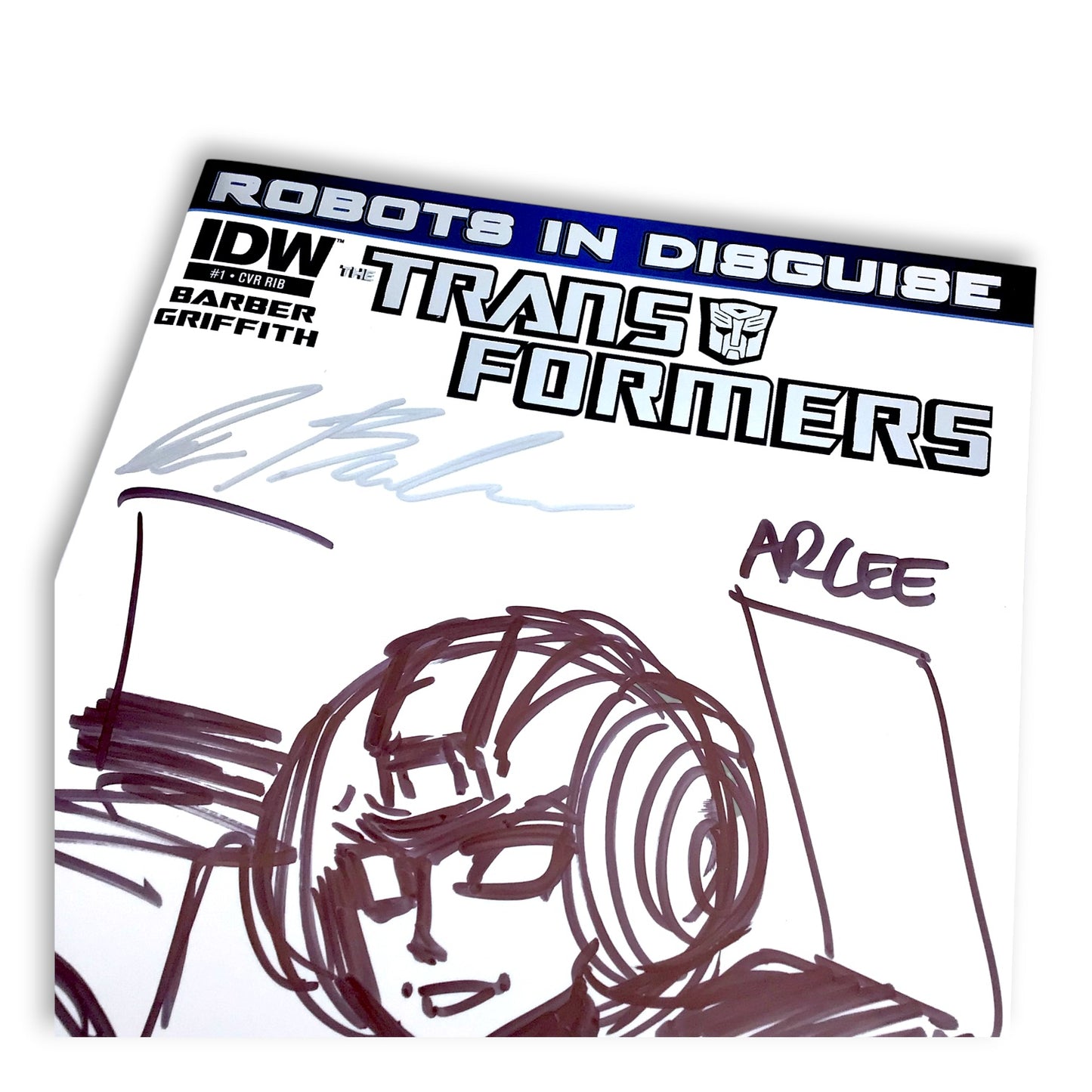 IDW Transformers: Robots in Disguise #1 (2012) – Original Arcee Sketch by Andrew Griffith – Signed by John Barber – Mint