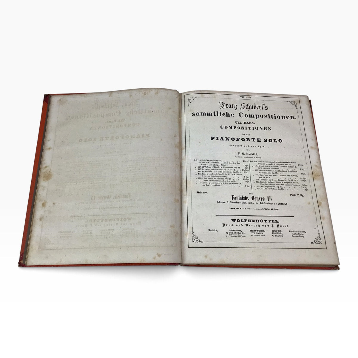 Franz Schubert Complete Compositions Volume 7 – Antique German Piano Music Sheet Book