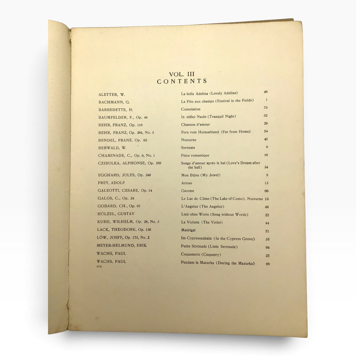 Schirmer's Household Series of Music Books No. 29 – Drawing-Room Favorites Vol. III – 1908