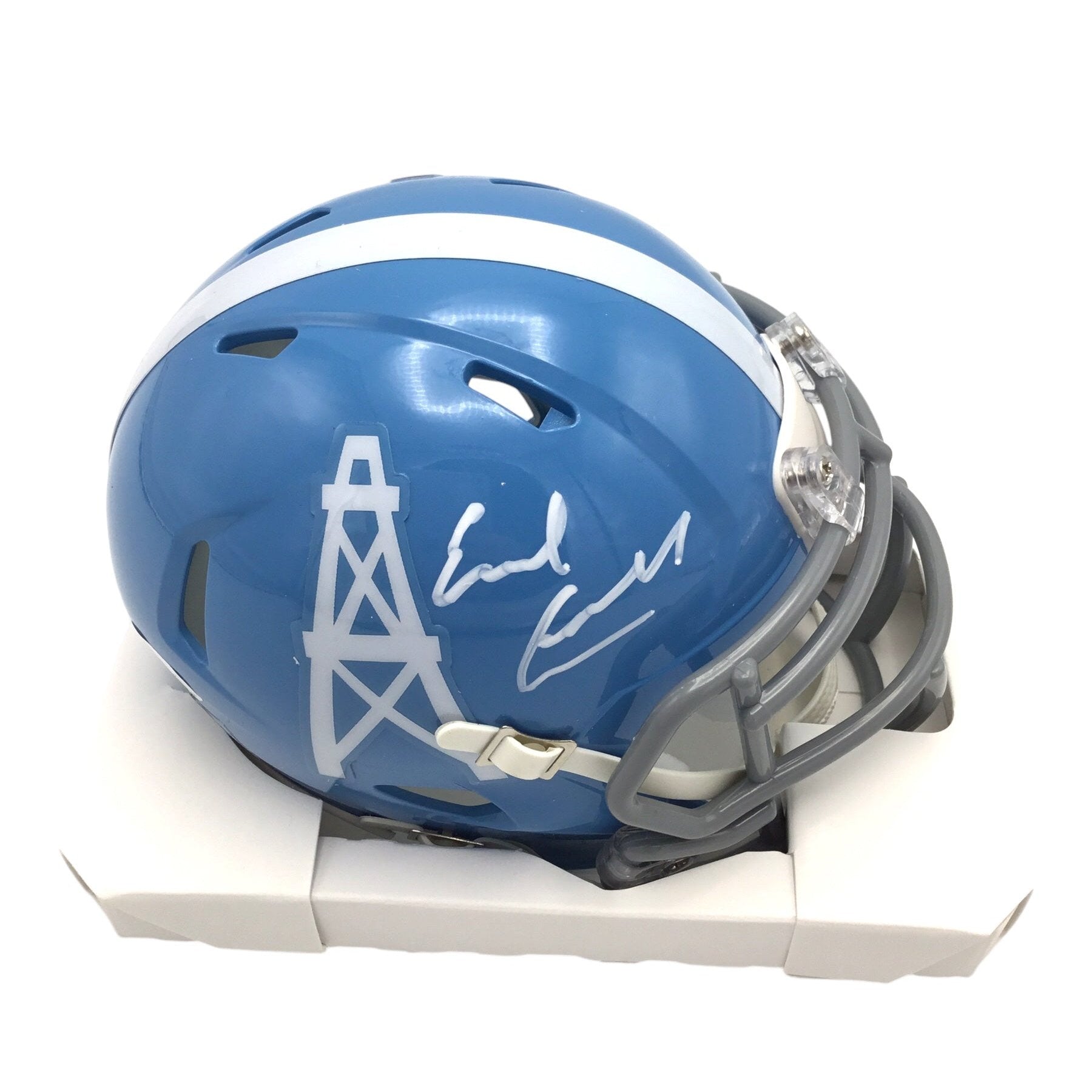 Earl Campbell Oilers Autographed Certified JSA Authentic Football Throwback Speed Mini Helmet