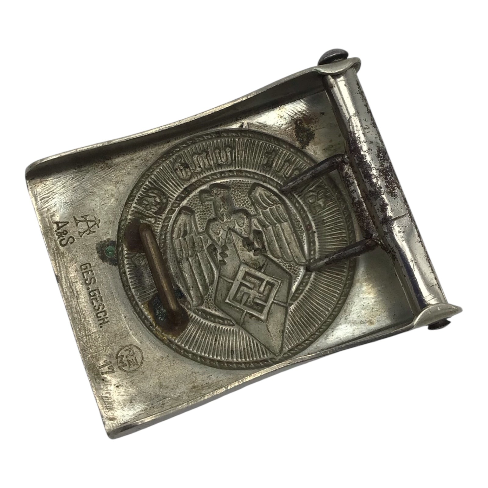 Early German WW2 Hitler Youth Jungvolk Belt Buckle by Assmann - Stamped RZM 17