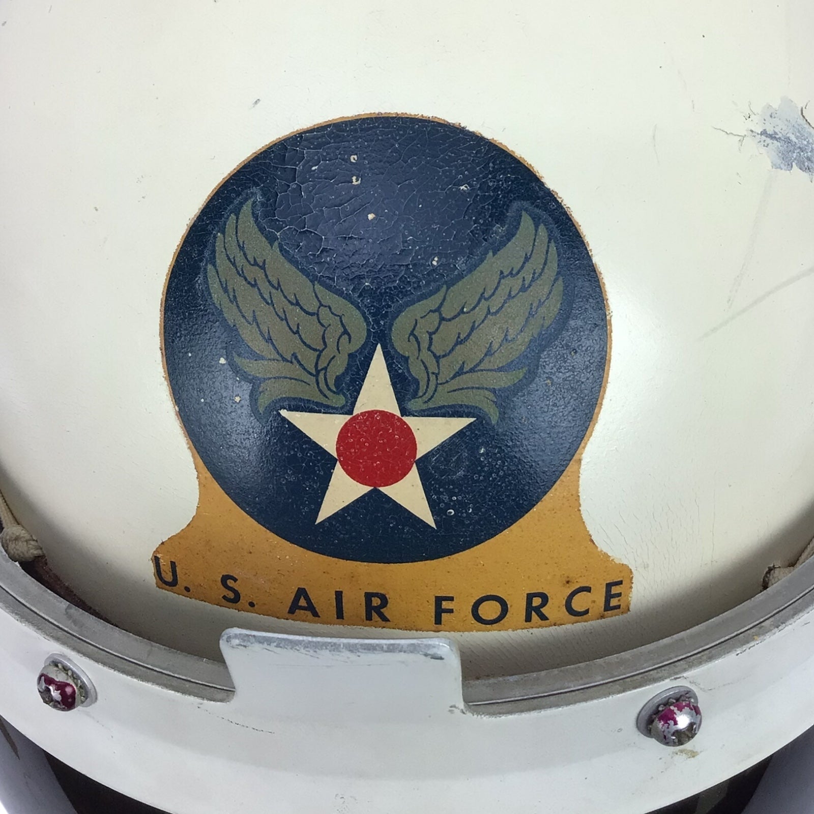 Early U.S. Vietnam War Jet Pilot Pittman Flight Helmet w/ Oxygen & Avionics and Air Force Markings
