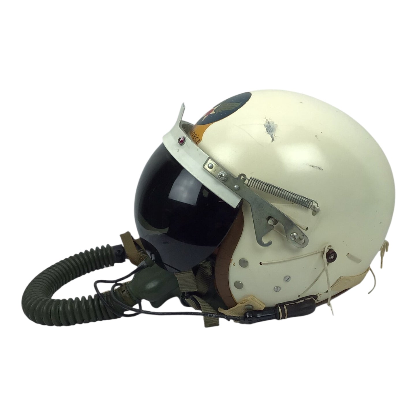 Early U.S. Vietnam War Jet Pilot Pittman Flight Helmet w/ Oxygen & Avionics and Air Force Markings