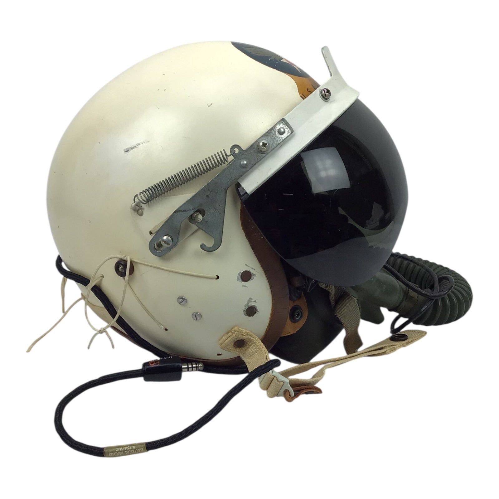 Early U.S. Vietnam War Jet Pilot Pittman Flight Helmet w/ Oxygen & Avionics and Air Force Markings