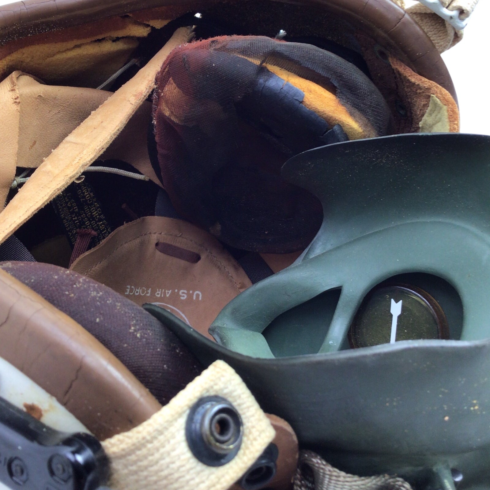 Early U.S. Vietnam War Jet Pilot Pittman Flight Helmet w/ Oxygen & Avionics and Air Force Markings