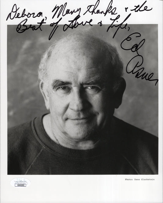 Ed Asner Signed Photo 8x10 B&W Personalized to "Debora", Ed Asner Autograph, Head Shot, JSA Certified Authentic UU42102