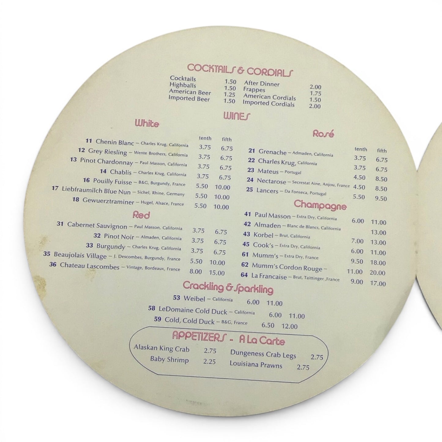 Elvis Presley May 4 thru 20 Sahara Tahoe ORIGINAL Menu 1973