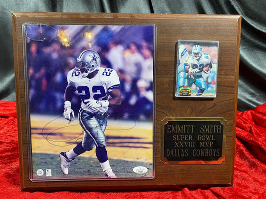 Emmitt Smith Autographed Photo 8x10 Plaque Cowboys JSA Certified