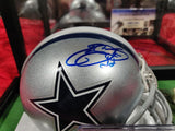 Emmitt Smith Cowboys Autographed Mini Helmet Shadowbox w/ Jersey Card and Figure