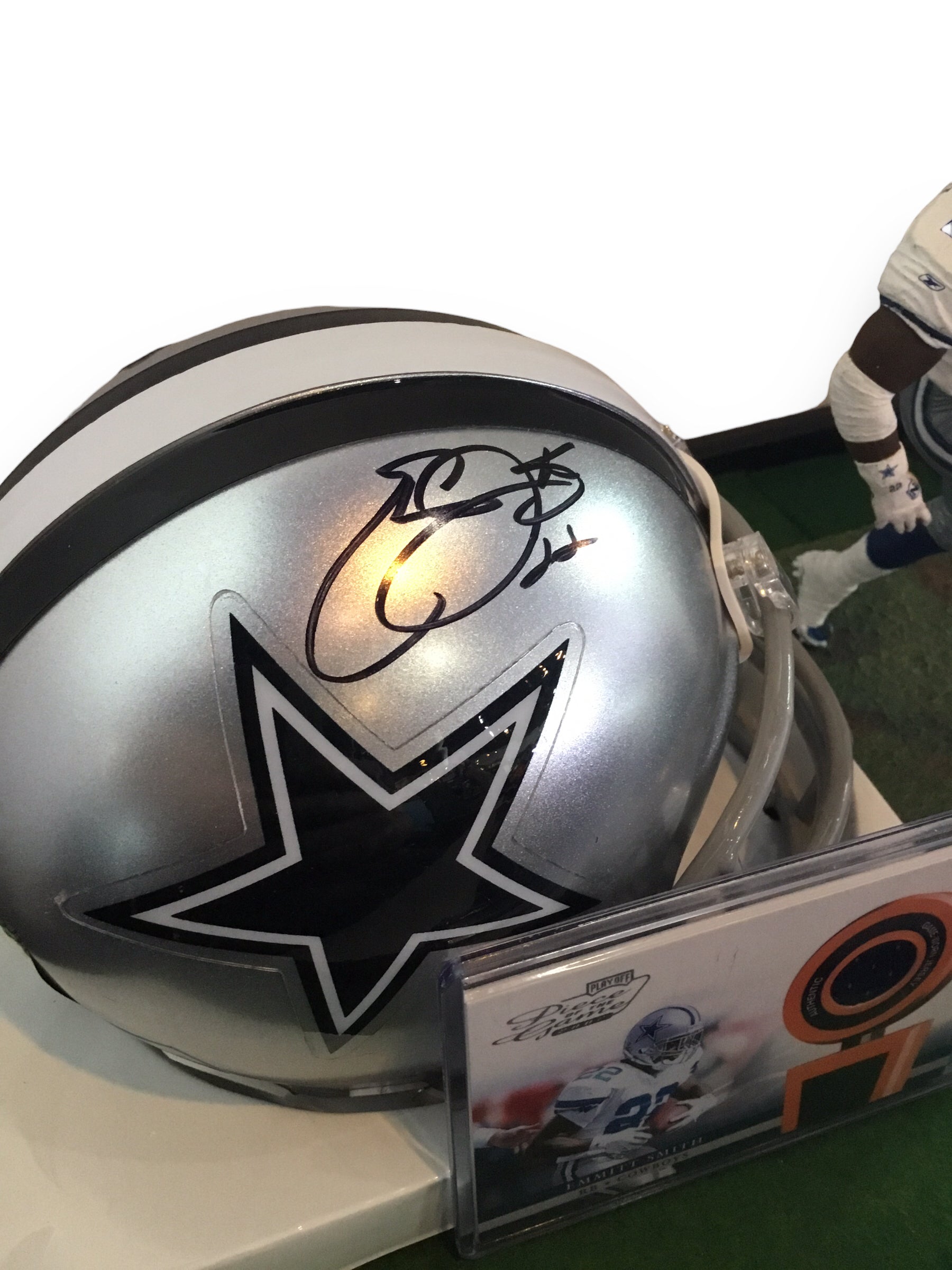 Emmitt Smith Cowboys Certified Authentic Autographed Mini-helmet Shadowbox