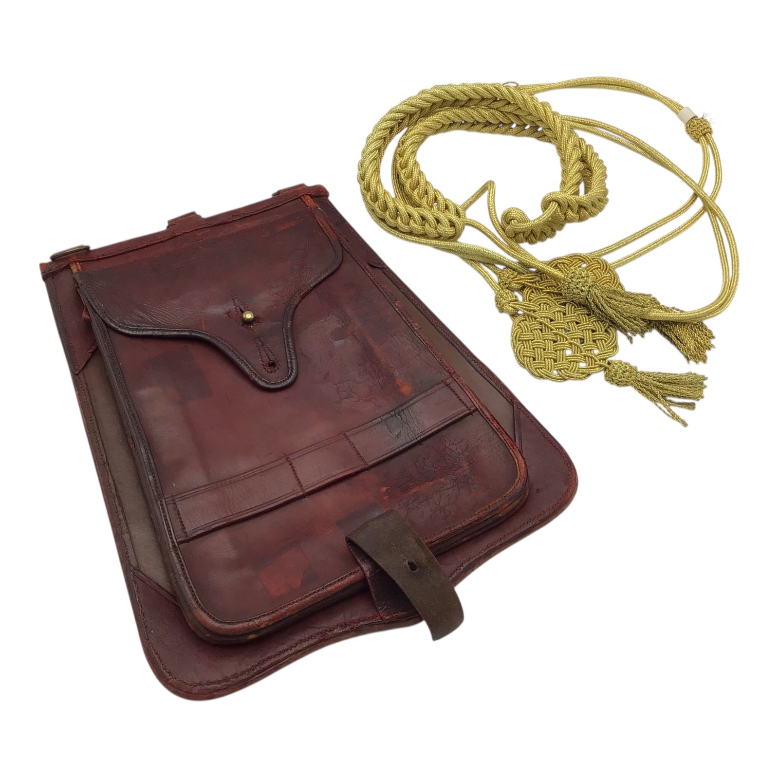 English Victorian-era 19th Century British Sabretache w/ Gold Bullion Cord