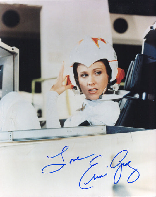 Erin Gray Signed Photo 8x10 Personalized "Love", Erin Gray Autograph as Colonel Wilma Deering in Buck Rogers in the 25th Century in Fighter Craft, PSA Letter Certified Authentic