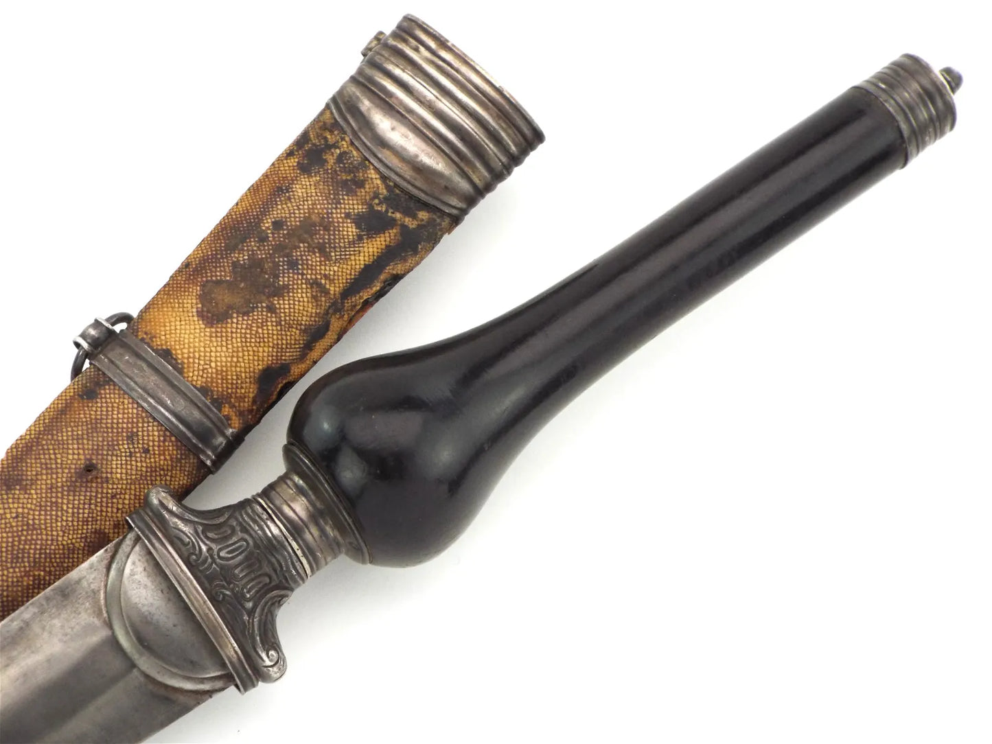 Exceedingly Rare French Plug Bayonet w/ Reversible Handle & Scabbard, 17th–18th C Rev War