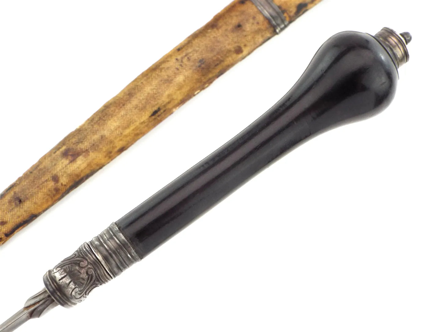Exceedingly Rare French Plug Bayonet w/ Reversible Handle & Scabbard, 17th–18th C Rev War
