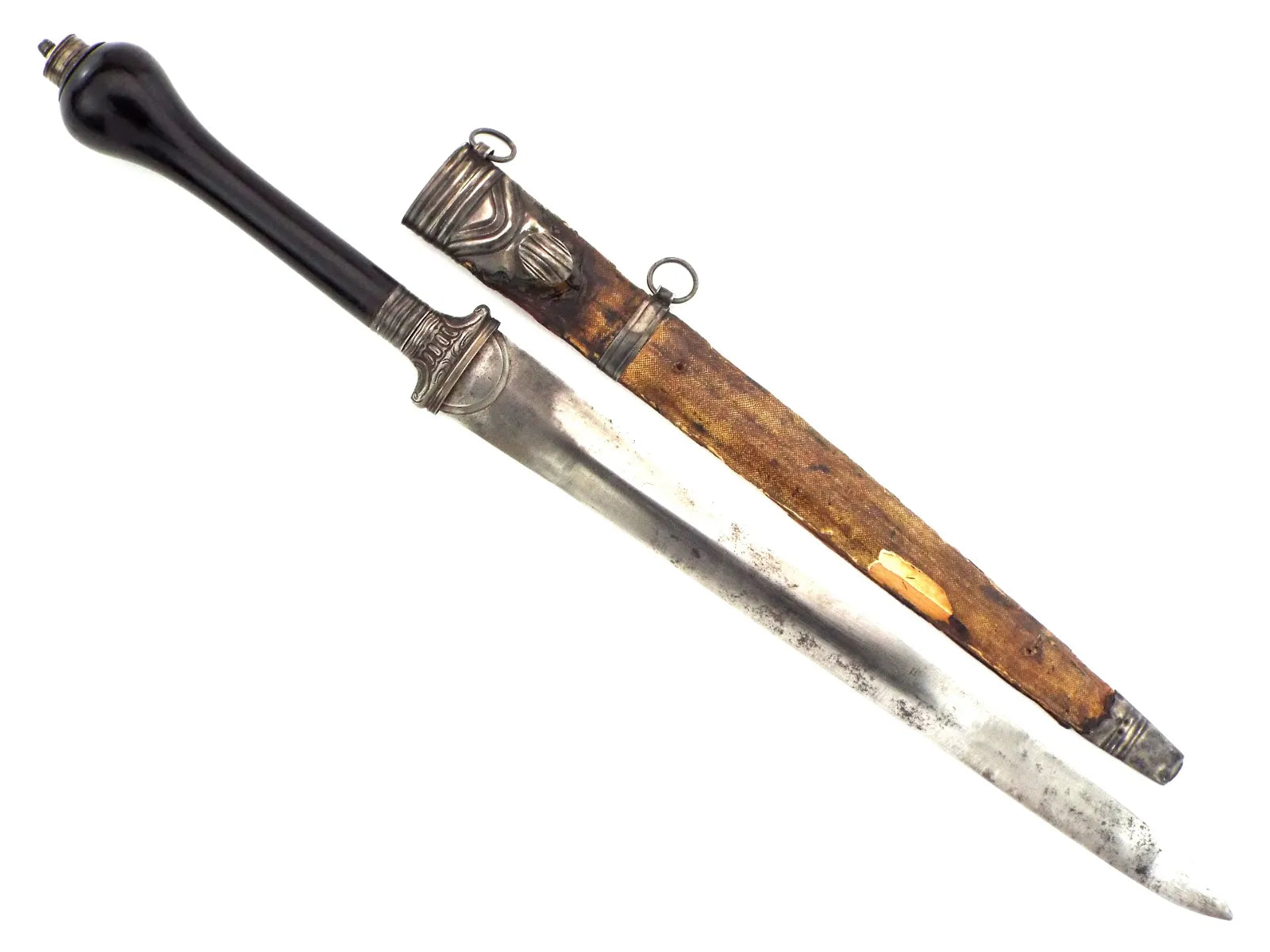 Exceedingly Rare French Plug Bayonet w/ Reversible Handle & Scabbard, 17th–18th C Rev War