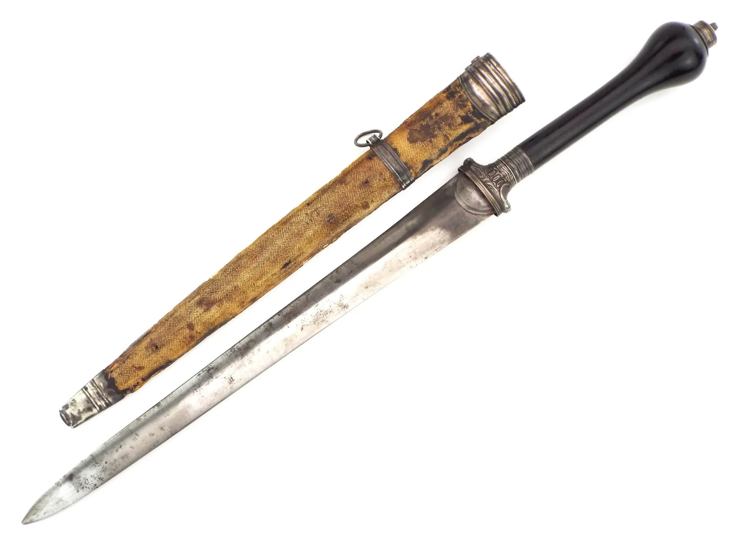Exceedingly Rare French Plug Bayonet w/ Reversible Handle & Scabbard, 17th–18th C Rev War