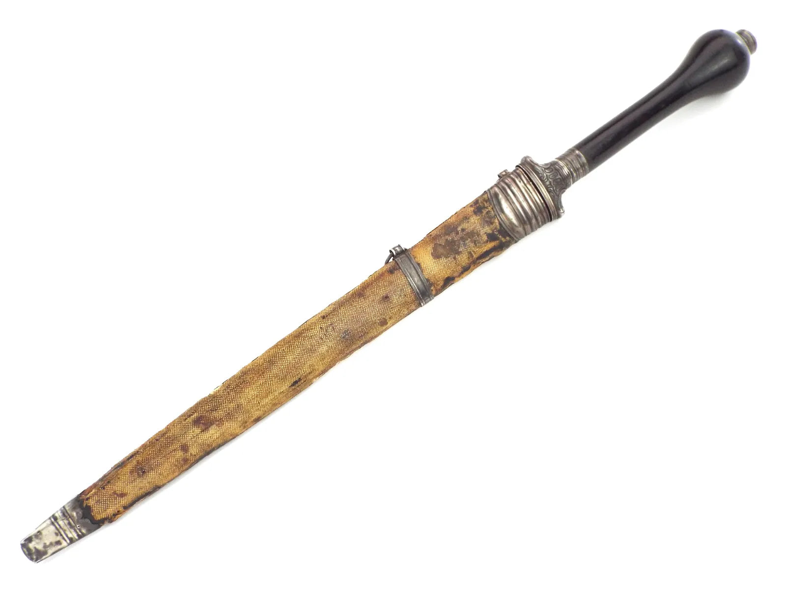 Exceedingly Rare French Plug Bayonet w/ Reversible Handle & Scabbard, 17th–18th C Rev War