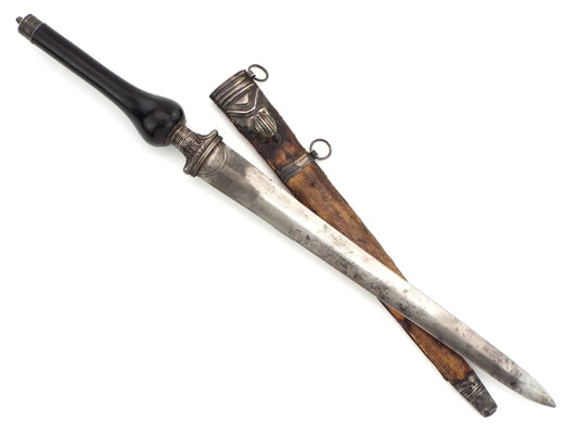 Exceedingly Rare French Plug Bayonet w/ Reversible Handle & Scabbard, 17th–18th C Rev War