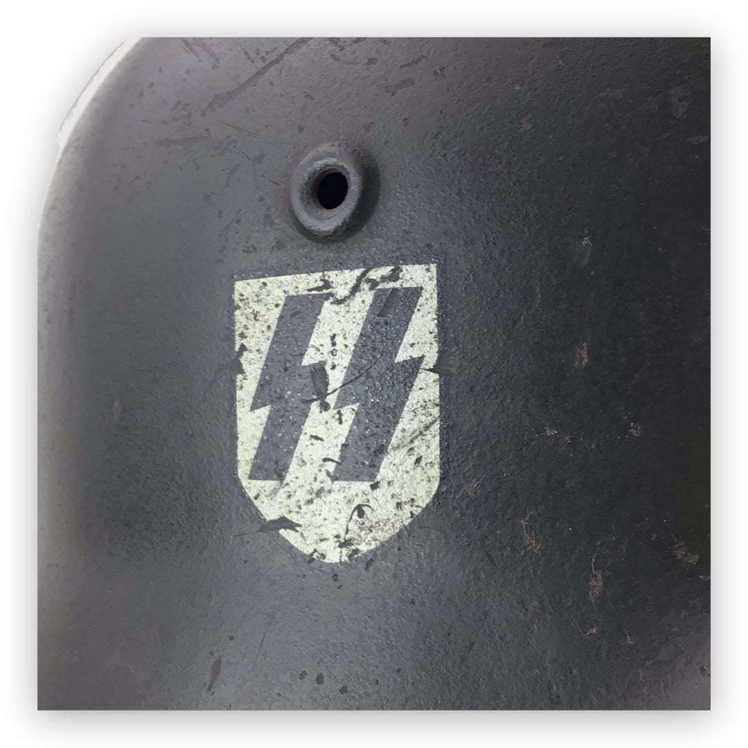 Exceptionally Rare German WW2 Waffen-SS M1935 Single Decal Combat Helmet - Named