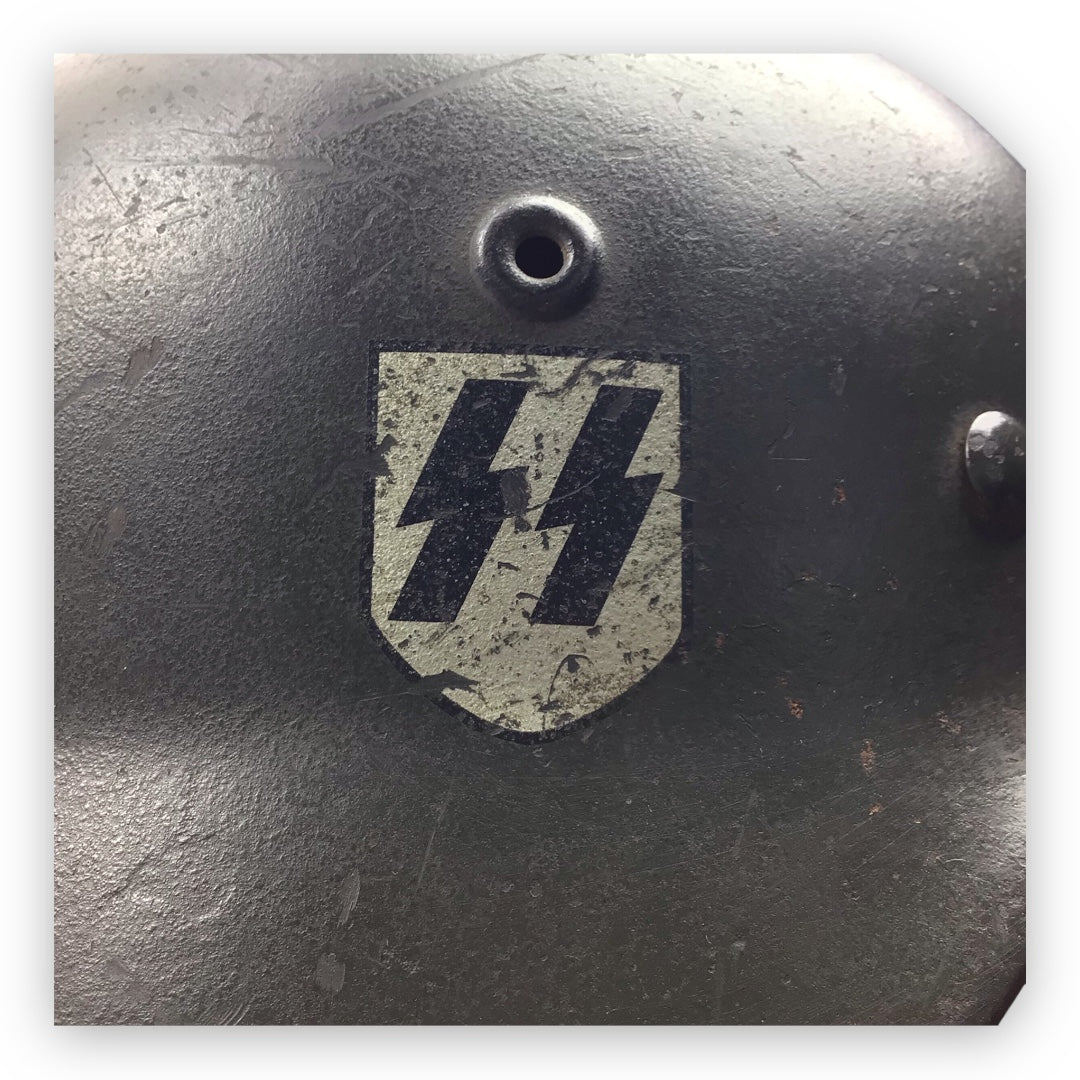 Exceptionally Rare German WW2 Waffen-SS M1935 Single Decal Combat Helmet - Named