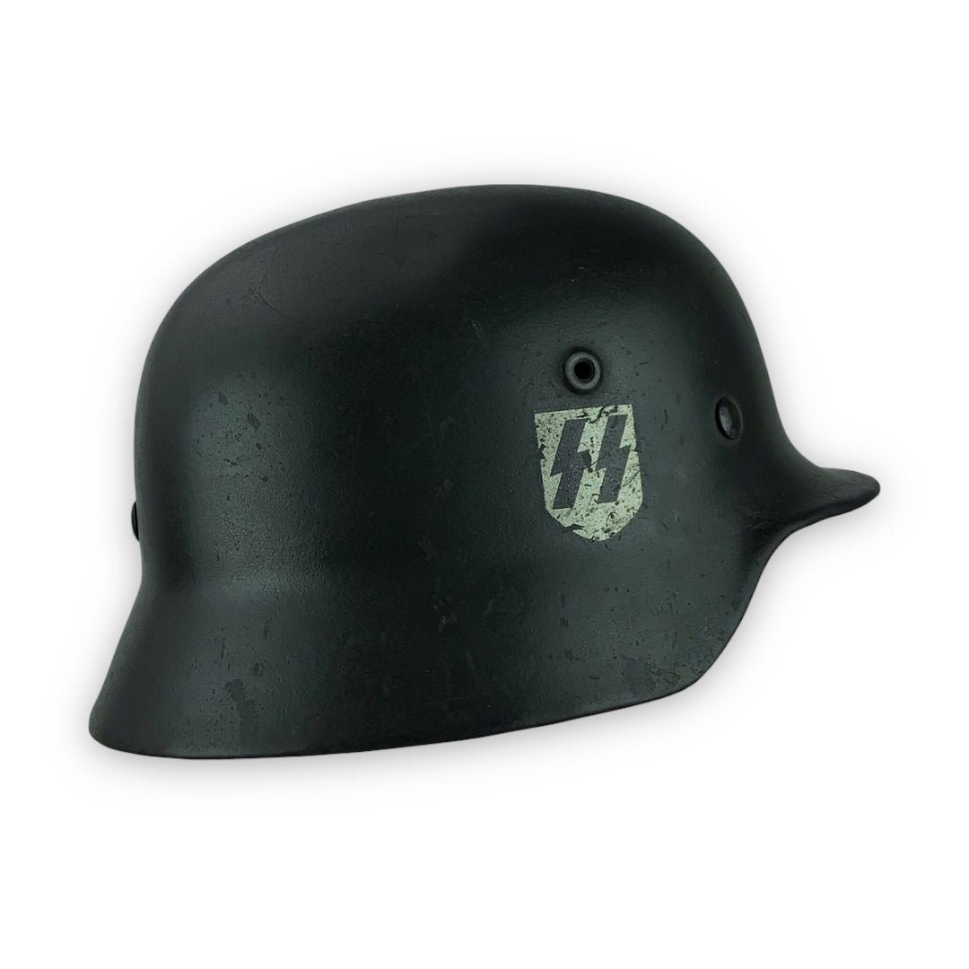 Exceptionally Rare German WW2 Waffen-SS M1935 Single Decal Combat Helmet - Named
