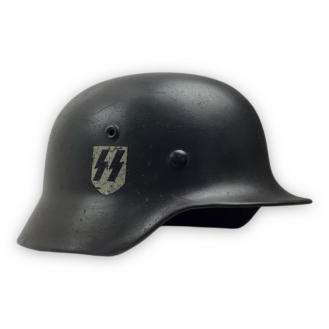 Exceptionally Rare German WW2 Waffen-SS M1935 Single Decal Combat Helmet - Named