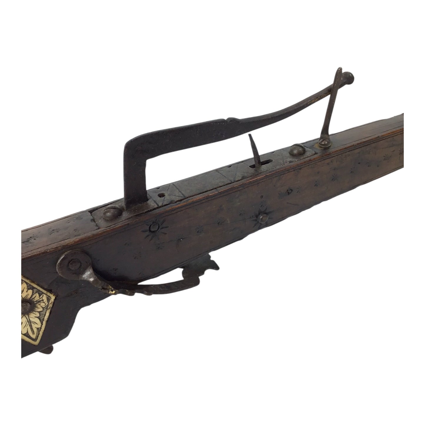 Extremely Rare German Incendiary Crossbow with Steel Bow & Goat’s Foot Lever, circa 1600–1700