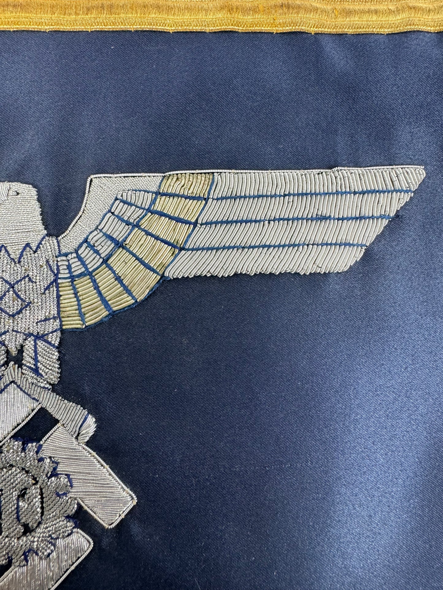 Extremely Rare German WW2 Teno Deputy Chief Erich Hampe Senior Officer Command Flag / Trumpet Banner Double Sided in Silver and Gold Thread