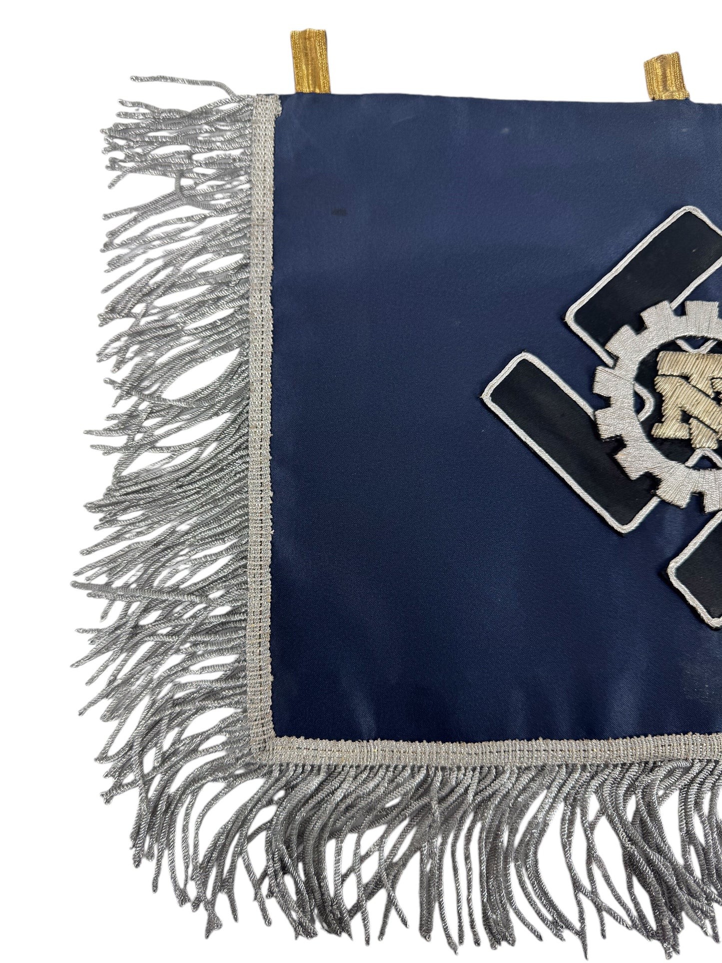Extremely Rare German WW2 Teno Deputy Chief Erich Hampe Senior Officer Command Flag / Trumpet Banner Double Sided in Silver and Gold Thread